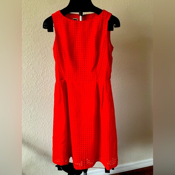 Anne Klein Dress size 6 beautiful orange checkered pattern and tie back - Picture 1 of 12